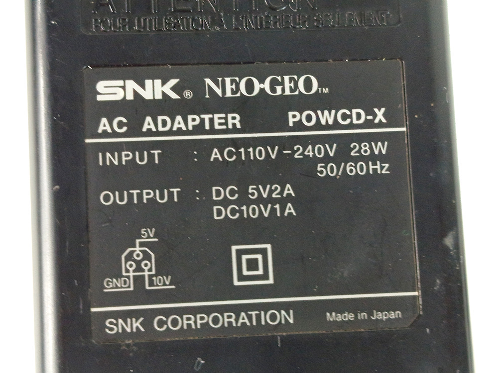 SNK NeoGeo-CD AC Adapter POWCD-X AC110V-240V 28W