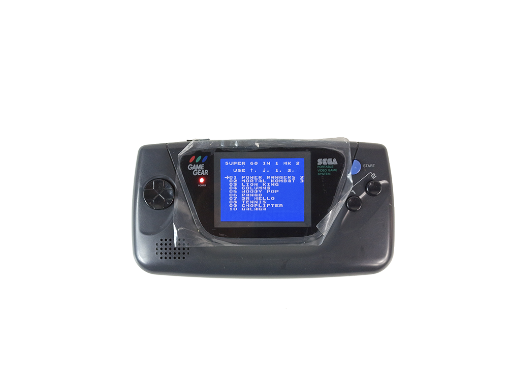 SEGA Game Gear System HGG-3210 W/ Super GG 60-1 game cart (Black, NEW LCD Mod)