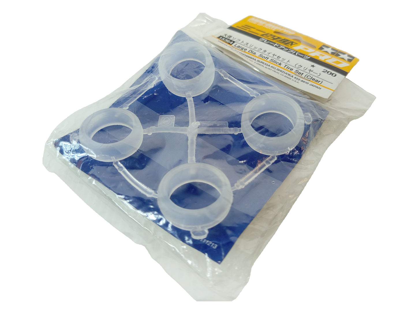 (NEW) TAMIYA 15364 MINI 4WD PRO TUNE-UP PARTS LARGE DIA. SOFT SLICK TIRE SET (CLEAR)