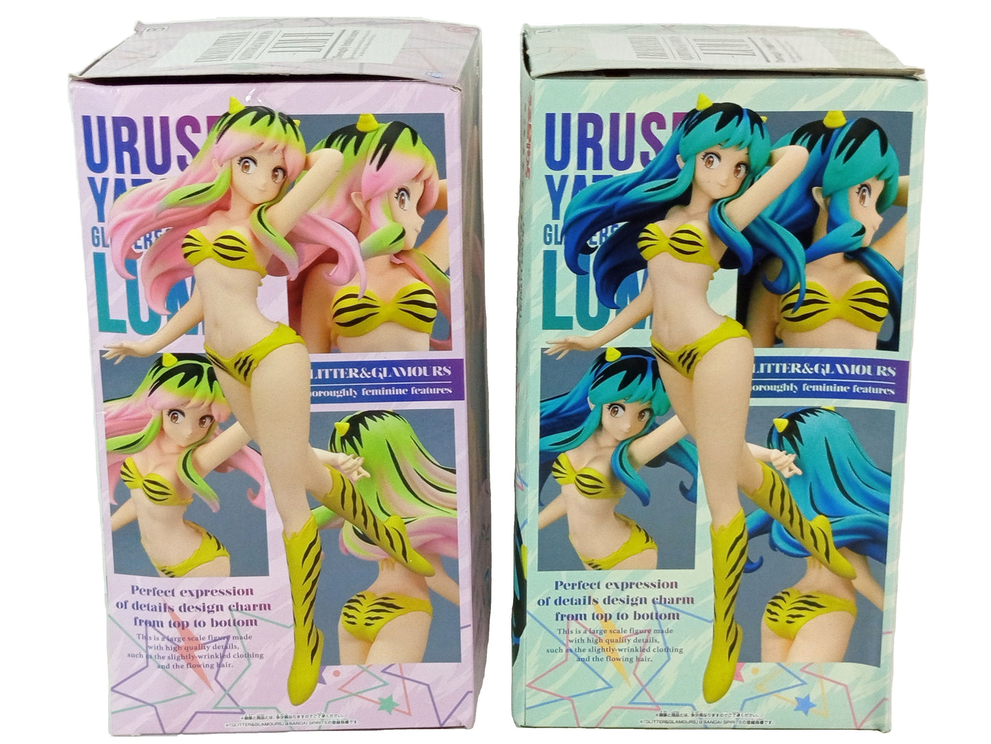 Lots of Urusei Yatsura Glitter&Glamours Lum Ⅱ Figure X 2 Green & Pink