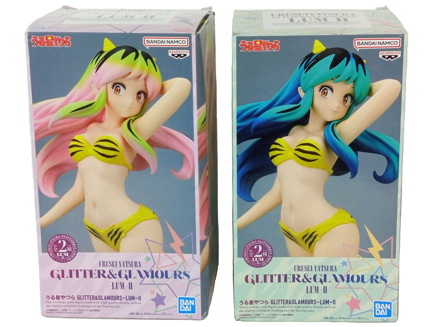 Lots of Urusei Yatsura Glitter&Glamours Lum Ⅱ Figure X 2 Green & Pink