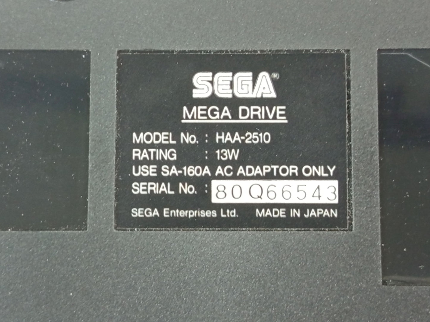 1988 SEGA MEGA DRIVE HAA-2510 (MODEL 1, JPN VER)