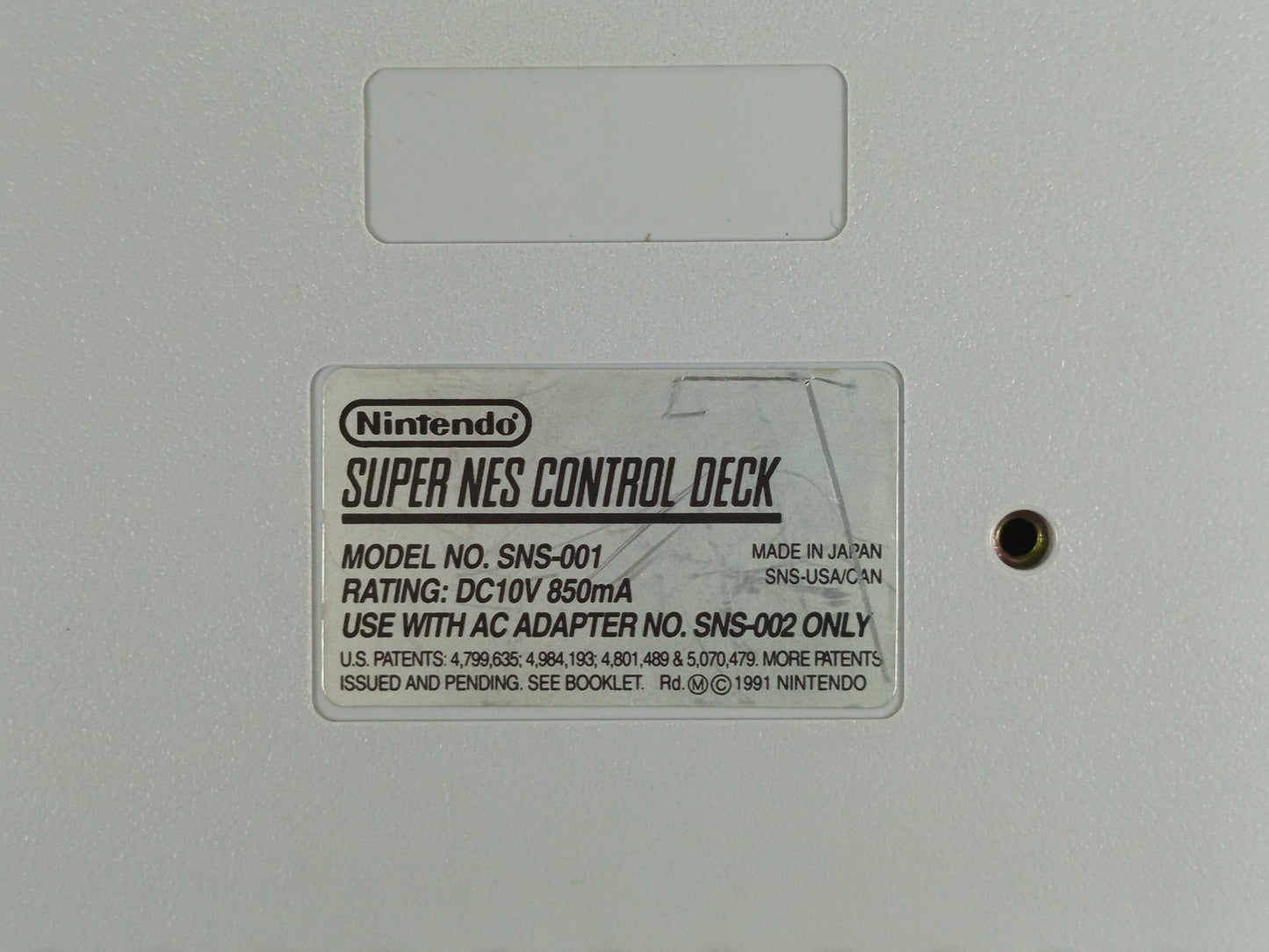 1991 NINTENDO Super Nintendo SNS-001 (US VER, SYSTEM ONLY)