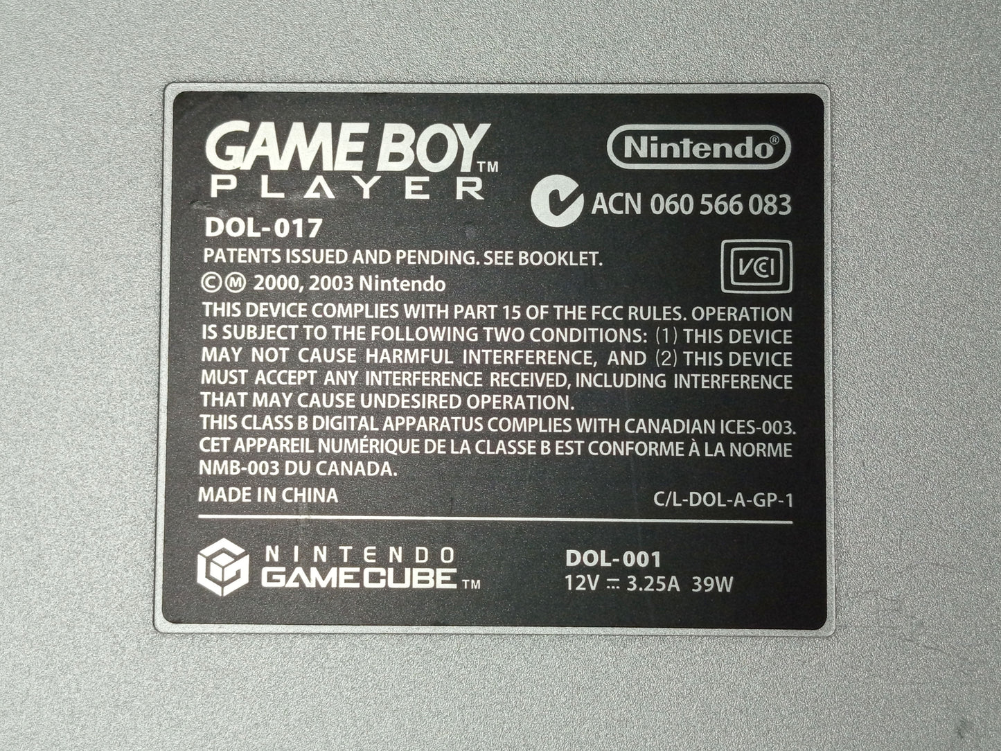 Nintendo GameCube SLIVER/Platinum Gameboy Player Only (DOL-017, JPN Ver)