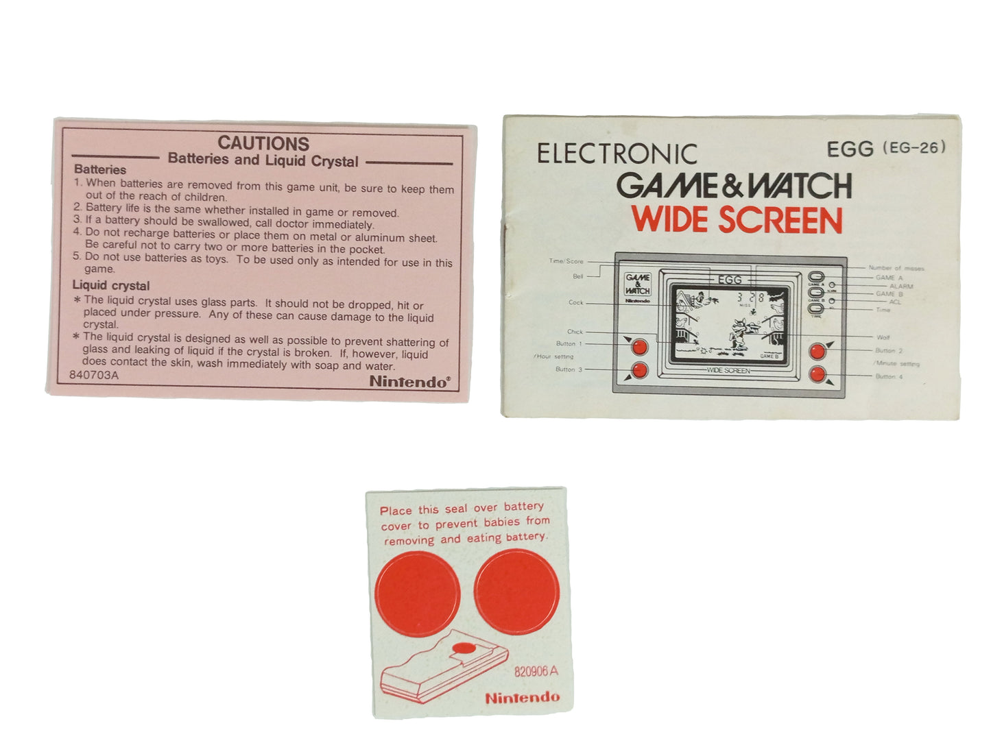 G&W Nintendo Game & Watch EGG Box (EG-26) EMPTY BOX+Tray+Manual+paperwork