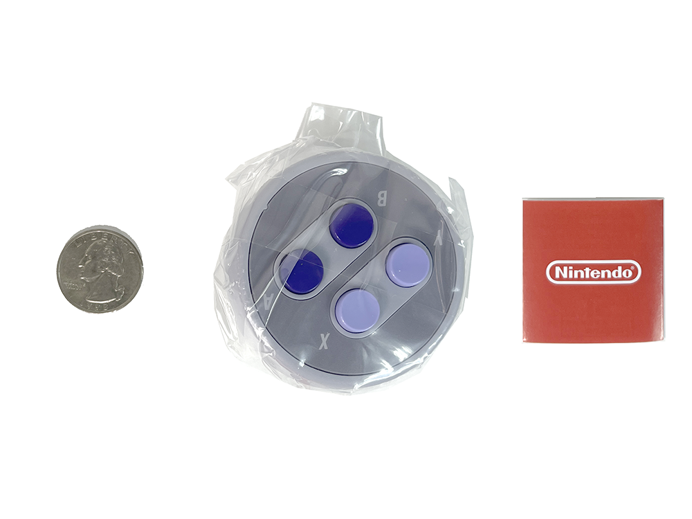 (NEW) Nintendo World Gacha Gashapon SNES Controller "Action" Button Keychain