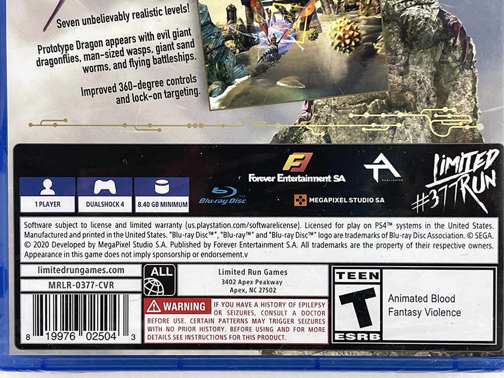 (NEW) PS4 Panzer Dragoon: Remake (#377 Limited Run, US VER)