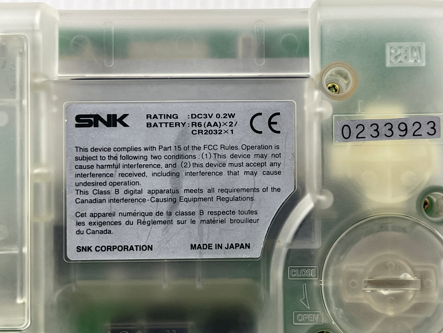1999 SNK Neo Geo Pocket Color Handheld System (Clear)