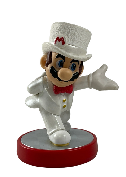 Nintendo Amiibo Mario in a white tuxedo and top hat figure