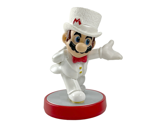 Nintendo Amiibo Mario in a white tuxedo and top hat figure