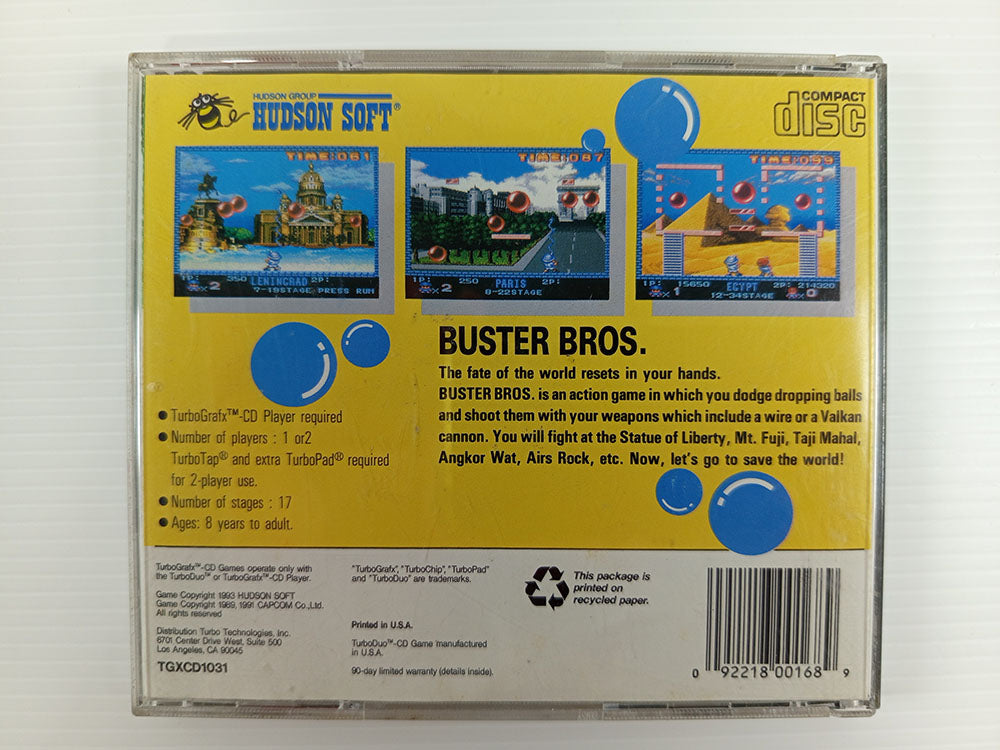NEC Turbo Grafx 16 CD 1993 Capcom BUSTER BROS. CD (US ver)