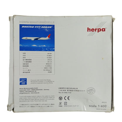 HERPA JAL MINITURMOBDELLE BOEING 777-300ER Scale 1:400 JE2016