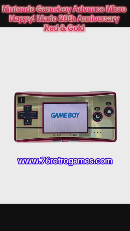 2005 Nintendo Gameboy Advance Micro Happy! Mario 20th Anniversary Red & Gold C/OXY-S-GA-JPN (System only)